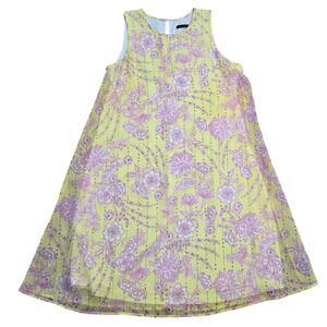 Tommy Hilfiger Yellow Pink Floral Sleeveless Lined Shift Dress Size 6 8